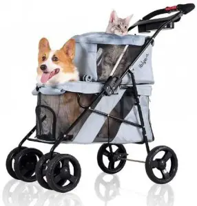 ibiyaya 4 Wheel Double Pet Strollers for Dogs and Cats Dog Strollers and Carriages: Our Top Picks in 2020