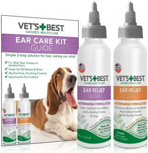 Vet's Best Dog Ear Cleaner Kit | Multi-Symptom Ear Relief | Wash & Dry Treatment | Alcohol-free