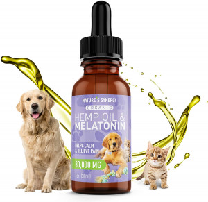 Nature's Synergy Hemp Oil & Melatonin for Dogs Cats,