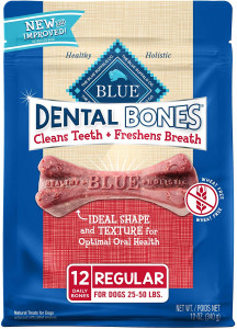 Blue Buffalo Dental Bones Natural Adult Dental Chew Dog Treat Regular 12-oz bag