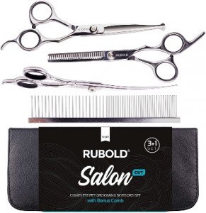 Rubold Professional Pet Grooming Shears Set Best Dog Grooming Scissors - That Will Help You Trim Your Furry Pet!