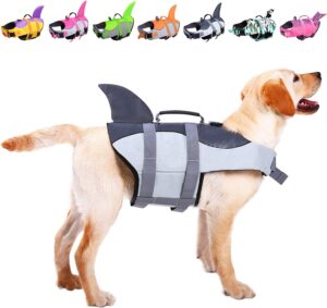 Cutypet Dog Life Jacket Coat Vest Saver Safety Swimsuit Preserver with Rescue Handle for Small Middle Large Dogs 