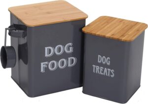 Outshine White Farmhouse Pet Dog Food Bin Food Storage Container with Lid Durable Pet Food Bin