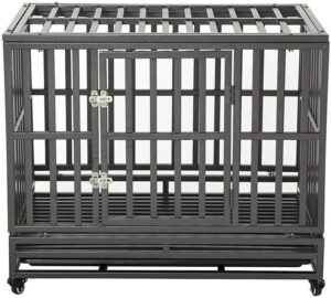 LUCKUP 38 Inch Heavy Duty Dog Cage Metal Kennel