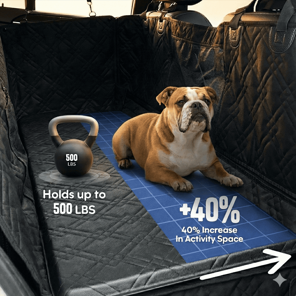 Dog Car Seat Cover Extender with Hard Bottom | Bulldogology